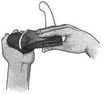 Use a round stone to sharpen and refresh an axe's edge after you've filed it.